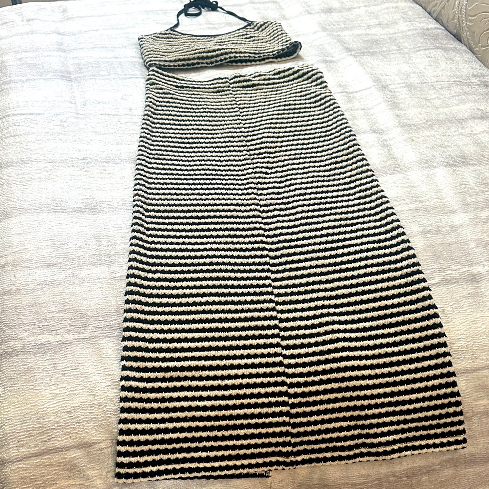 Free People Black and White Striped Set